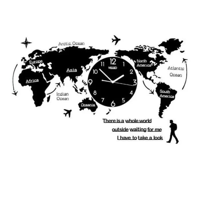 3D World Map With Acrylic Wall Clock