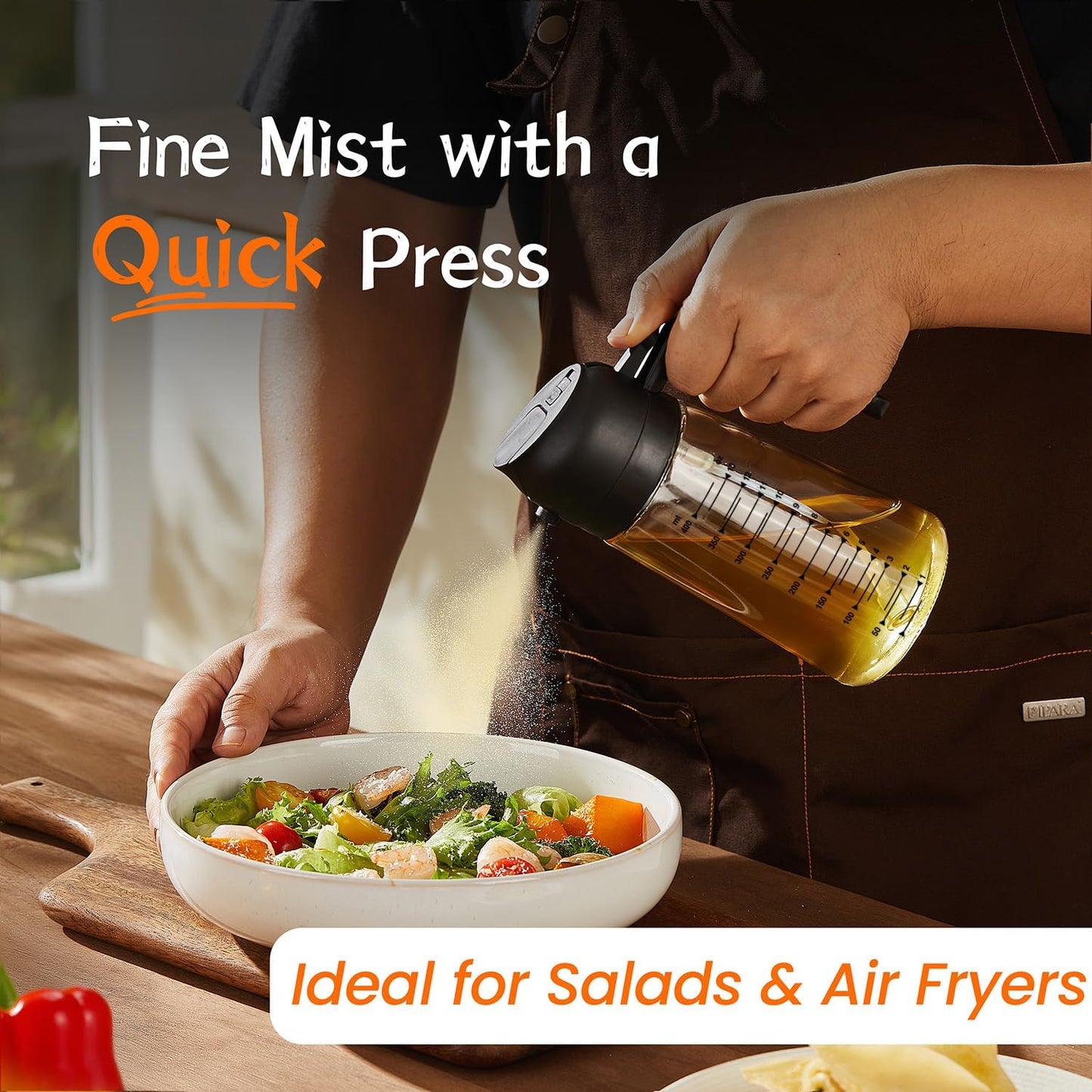 Glass Oil Spray Bottle & Pour Spout Dispenser 2-in-1