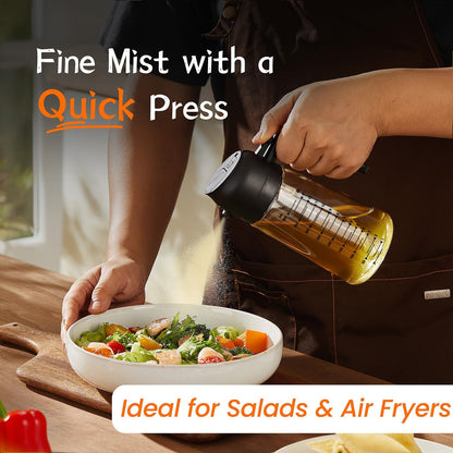 Glass Oil Spray Bottle & Pour Spout Dispenser 2-in-1