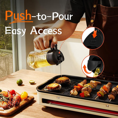 Glass Oil Spray Bottle & Pour Spout Dispenser 2-in-1