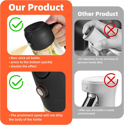 Glass Oil Spray Bottle & Pour Spout Dispenser 2-in-1
