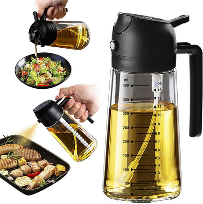 Glass Oil Spray Bottle & Pour Spout Dispenser 2-in-1