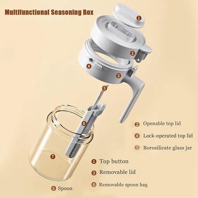 Multifunctional Glass Spice Jar with Spoon