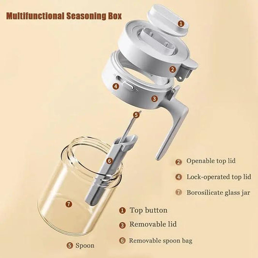 Multifunctional Glass Spice Jar with Spoon