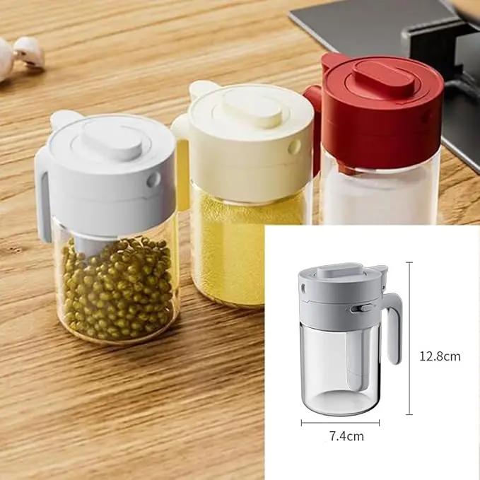 Multifunctional Glass Spice Jar with Spoon