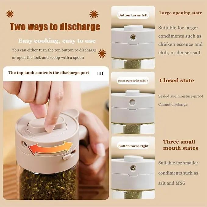 Multifunctional Glass Spice Jar with Spoon