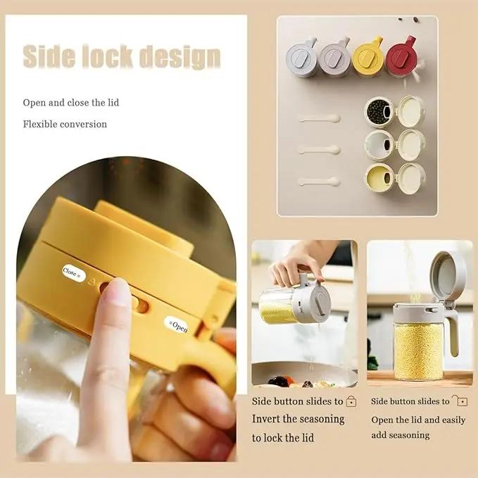 Multifunctional Glass Spice Jar with Spoon